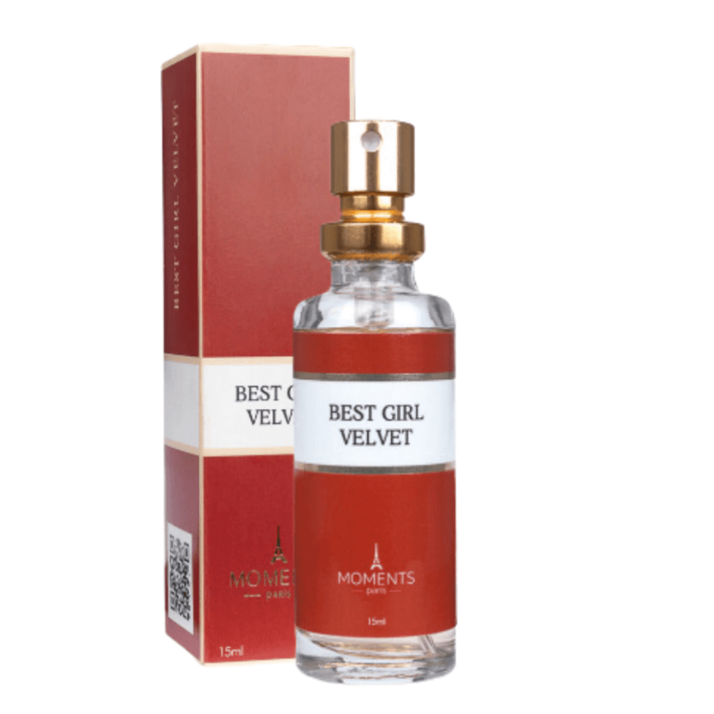 Perfume Best Girl Velvet Woman 15 ml Moments Paris, Moments Paris Uruguay, inspirado en Very Good Girl Carolina Herrera, perfumes femeninos de alta fijación, perfumes de mujer Moments Paris, perfume floral frutal para mujer, perfume seductor y elegante, perfume duradero para la noche, fragancia audaz y sofisticada